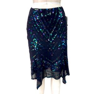 Black Iridescent Trina Turk Evening Skirt Size Petite